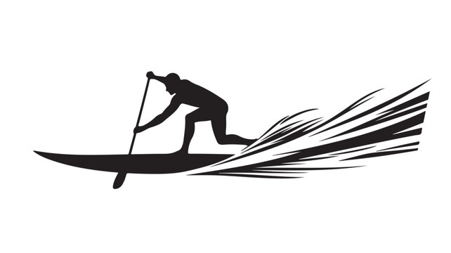 Dynamic stand up paddle boarding silhouette for summer fun, enjoy the thrill of water sports with a powerful stroke, great for fitness, travel, and outdoor adventures in the sun