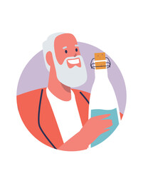 Senior man holding water bottle