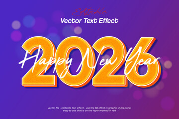 2026 new year 3d style number with vector text effect