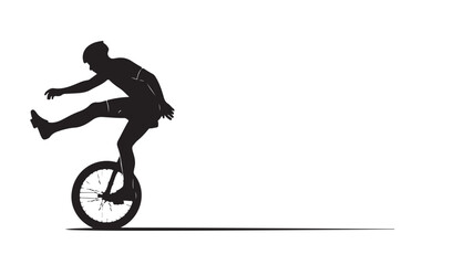 Dynamic silhouette of a skilled unicyclist performing acrobatics, balance and coordination in action, a symbol of fitness, determination, and the joy of extreme sports