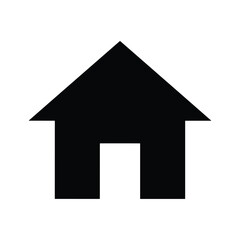 Simple Black House Icon With White Doorway On White Background home symbol