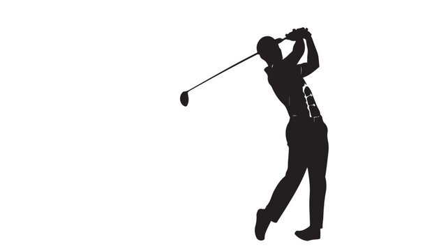 Dynamic golfer silhouette swinging powerfully with incredible form, ideal for sports branding, athletic lifestyle, or golf tournament promotion, conveying strength and precision