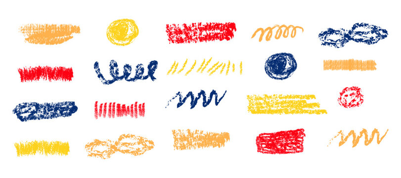 Colorful Grunge Brush Strokes and Scribble Elements Collection for creative backgrounds, highlights, underlines, collage layouts, greeting cards, posters, kids’ designs, digital scrapbooking etc.