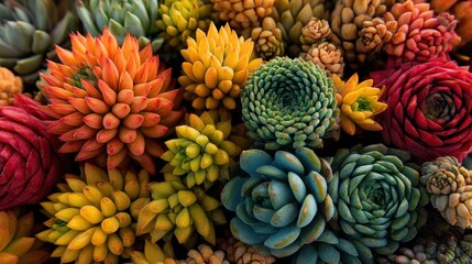 Fototapeta premium Colorful succulents in garden