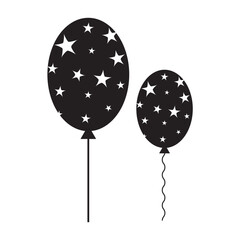 Balloons set in flat cartoon style. Colorful balloons isolated on white background. Vector illustration for birthday or holiday.