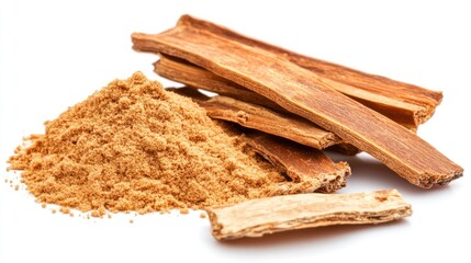 Ground cinnamon powder and sticks aromatic spice for cooking and baking