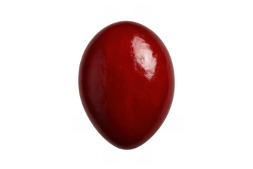 Red glossy egg shape object with transparent background