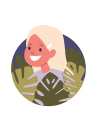 Girl child monstera leaves portrait