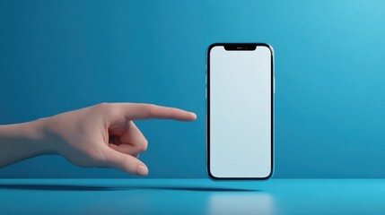 Hand pointing at a smartphone screen