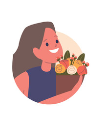 Girl holding colorful flowers bouquet