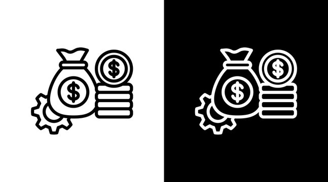 Cost Management  White Icon Set Design