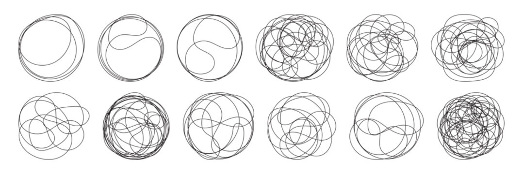 Pencil hand drawn crayon outline ovals or ellipses set. Highlight oval rough sketch circle emphasis elements. Vector marker circular lines. Messy circular vector image. Abstract scribble Round Line.
