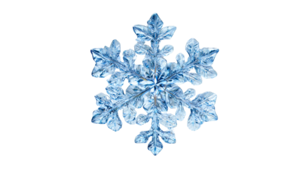A detailed winter snowflake with a shadow isolated on a plain background, a macro ice crystal object, a geometric frost star shape, a cold weather symbol, a Christmas holiday decoration.