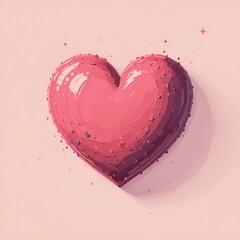 Pink heart on light gray background 
