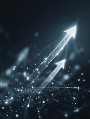 デジタル粒子の上昇する矢印と成長の背景