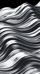 Obraz premium A dynamic composition of flowing silvergrey metallic waves against a black background showcasing smooth reflections