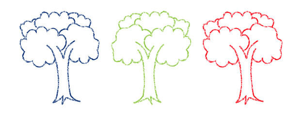 Hand-Drawn coloful Tree Doodle Collection.