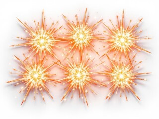 Six vibrant glowing light bursts create festive spark effect