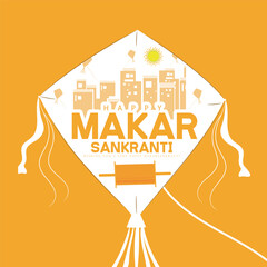 vector illustration of Happy Makar Sankranti background with colorful kites,sweets and hand lettring. 