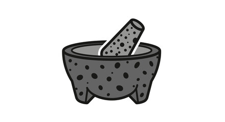 Obraz premium Traditional Stone Mortar and Pestle for Grinding Ingredients.