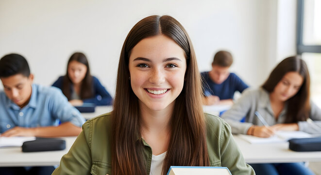 Capture the essence of youthful learning with this vibrant image, showcasing a diverse group of students engaged in study and personal growth in class.