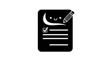 Whimsical checklist with smile and tick mark designed for creative projects and task management