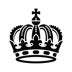Black heraldic crown with cross on white background royal monarchy