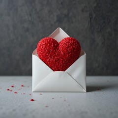 Love Letter with Heart Envelope Modern Still Life.
