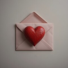Love Letter with Heart Envelope Modern Still Life.
