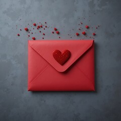 Love Letter with Heart Envelope Modern Still Life.
