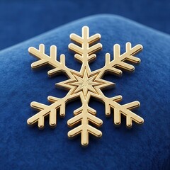 Golden snowflake design on blue background for winter holiday