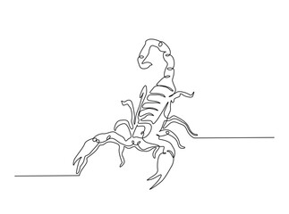 Continuous line art drawing of scorpion animal. Scorpio line art illustration. Editable stroke.