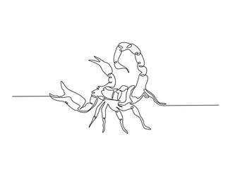 Continuous line art drawing of scorpion animal. Scorpio line art illustration. Editable stroke.