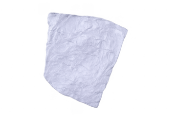 Crumpled white paper texture isolated on transparent background