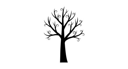 Obraz premium Stylized monochrome tree silhouette with curled branches against a plain backdrop