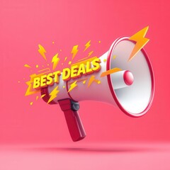 Best deals megaphone with lightning bolts on vibrant pink background