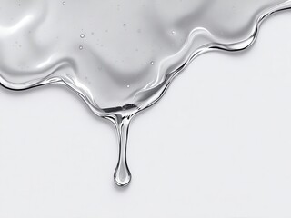 Clear viscous liquid gel dripping, transparent fluid flow texture