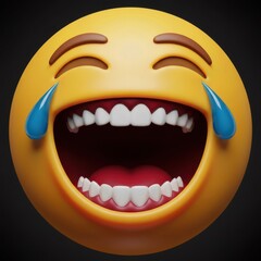 Joyful 3d emoji laughing heartily with tears streaming down face