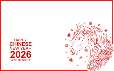 Obraz premium Chinese New Year frame. Year of the horse border vector illustration