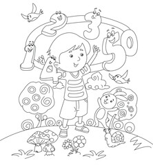 Cute cartoon hand drawn vector math of counting 1 to 50 outline.