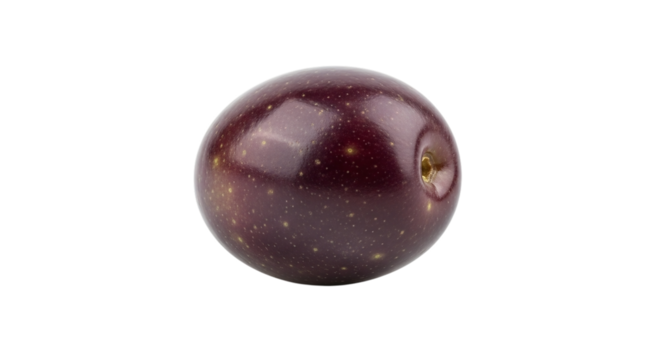 Closeup of a single ripe plum isolated on transparent background, showcasing its smooth, dark purple skin and natural texture, ideal for healthy eating and fruitthemed designs