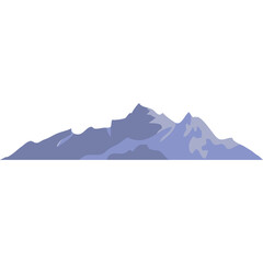 Majestic Mountain Range Silhouette With Jagged Peaks In Shades Of Blue And Gray Against A Clean White Background Representing Nature And Adventure