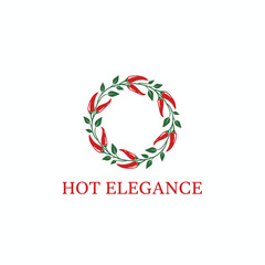 Obraz premium Elegant Chili Pepper Wreath Logo