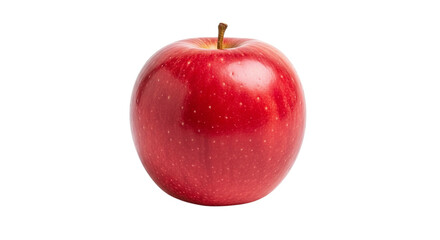A shiny red delicious apple isolated on transparent background, showcasing its smooth skin, vibrant color, and healthy appearance, perfect for illustrating healthy eating and fresh produce