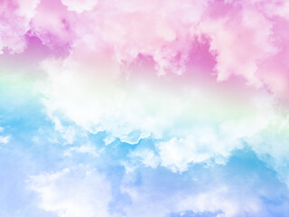 beauty sweet pastel pink violet colorful with fluffy clouds on sky. multi color rainbow image. abstract fantasy growing light