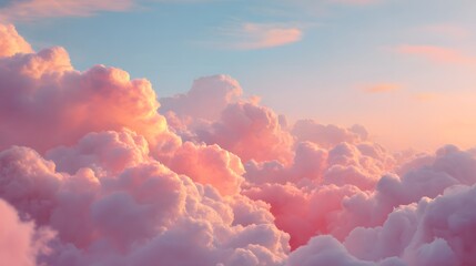 Dreamy Pastel Clouds in a Serene Sky at Sunset.