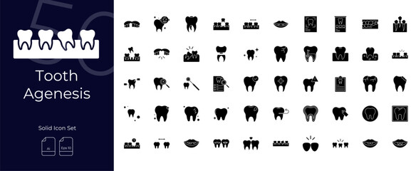 Tooth Agenesis Solid Editable Icons set