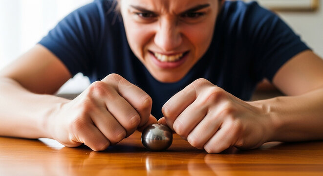 Frustrated woman squeezing stress ball for anxiety relief, coping with pressure and emotional tension, needing relaxation and mindfulness training