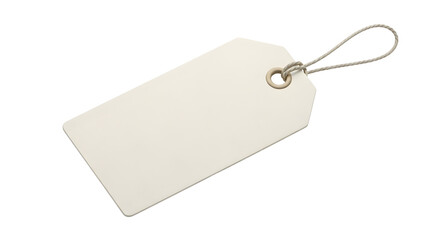 Blank Paper Tag with String on White Background &ndash; Empty Price Label, Gift Tag, Mockup Template for Branding or Design Presentation