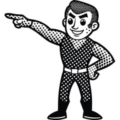 Pop Art Comic Retro Hero Pointing Finger Vector
